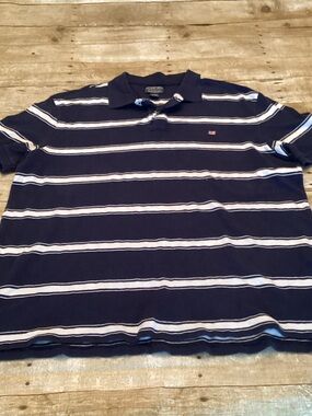 Men's Navy Blue Striped Polo Shirt
